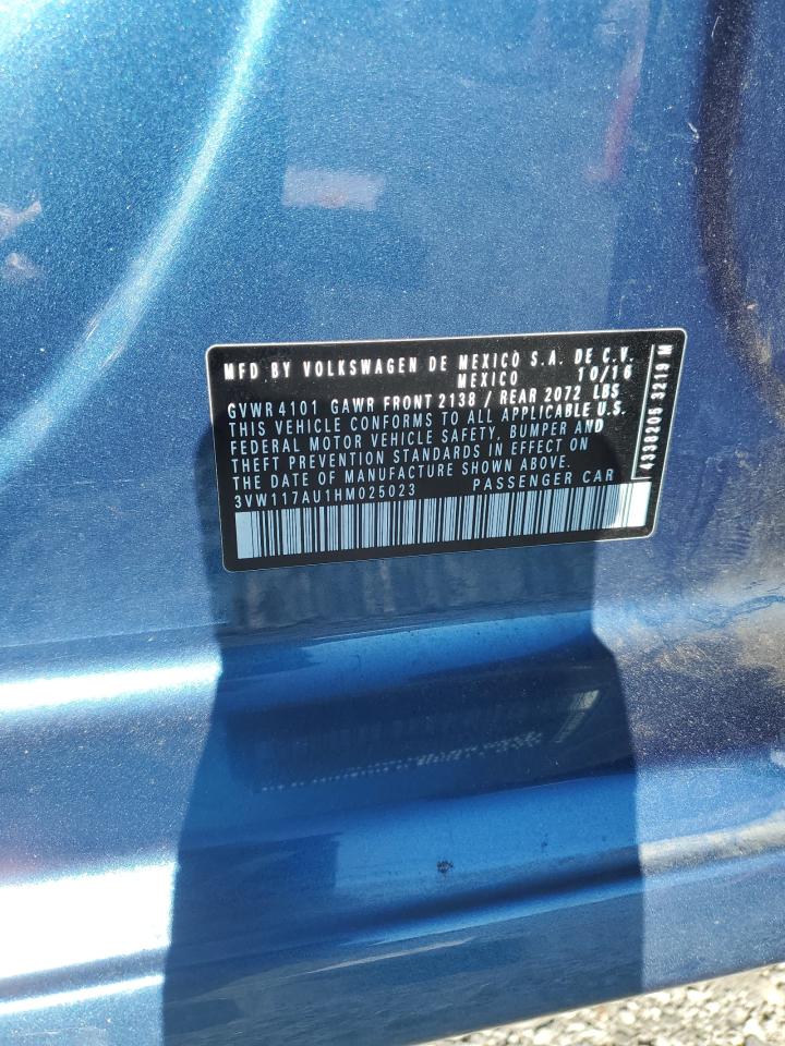 2017 Volkswagen Golf S VIN: 3VW117AU1HM025023 Lot: 91520695
