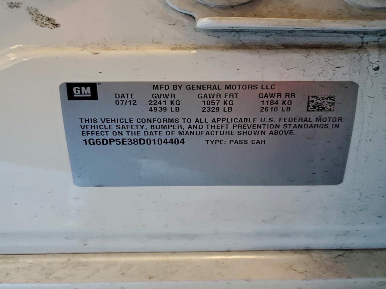 2013 Cadillac Cts Premium Collection VIN: 1G6DP5E38D0104404 Lot: 94607655