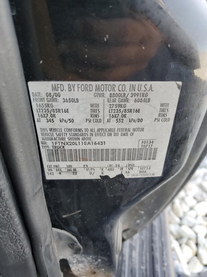 2001 Ford F250 Super Duty VIN: 1FTNX20L11EA16431 Lot: 92292825
