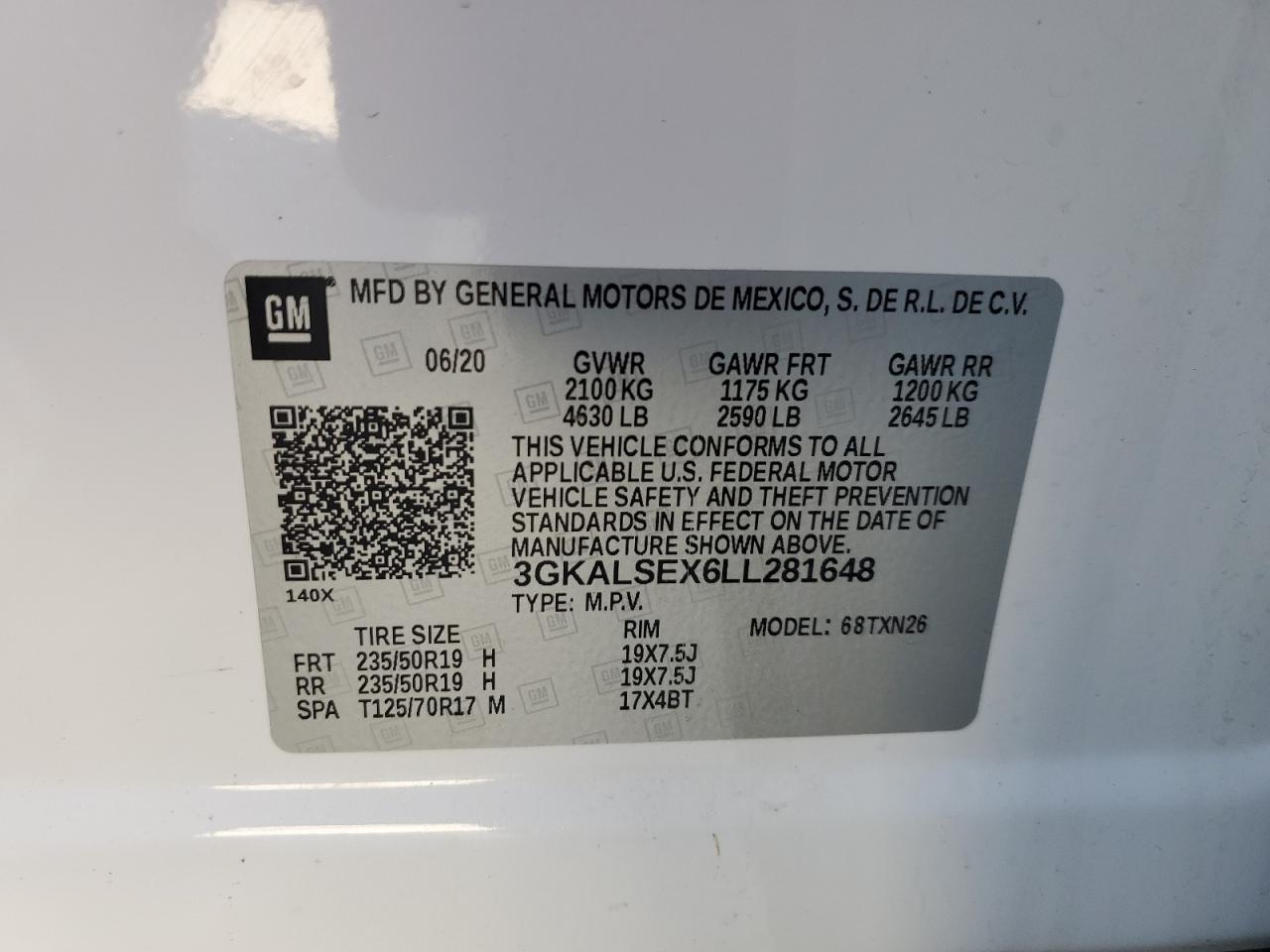 2020 GMC Terrain Denali VIN: 3GKALSEX6LL281648 Lot: 91376505