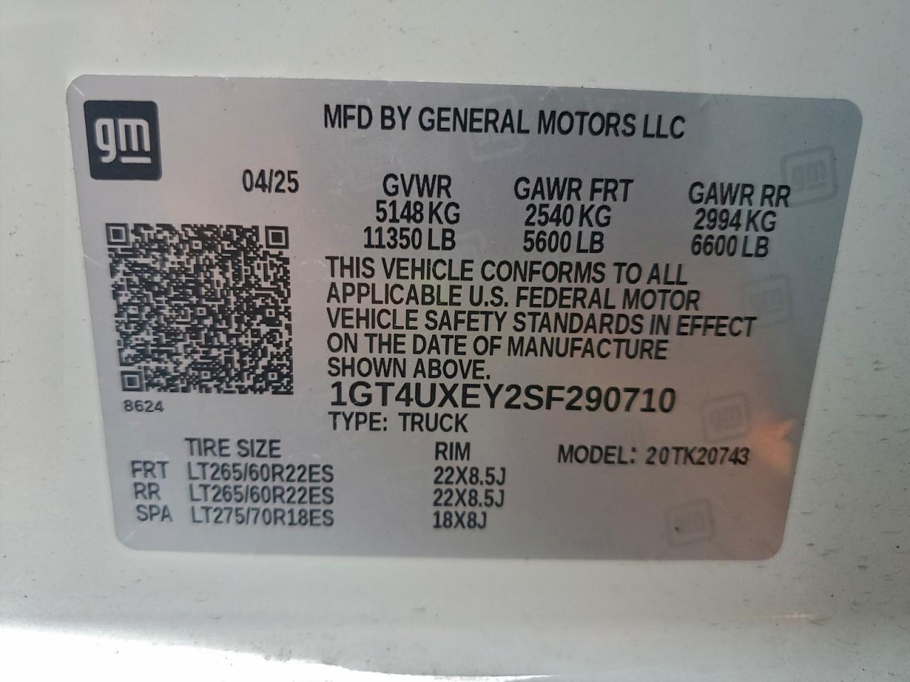 2025 GMC Sierra K2500 Denali Ultimate VIN: 1GT4UXEY2SF290710 Lot: 93924855