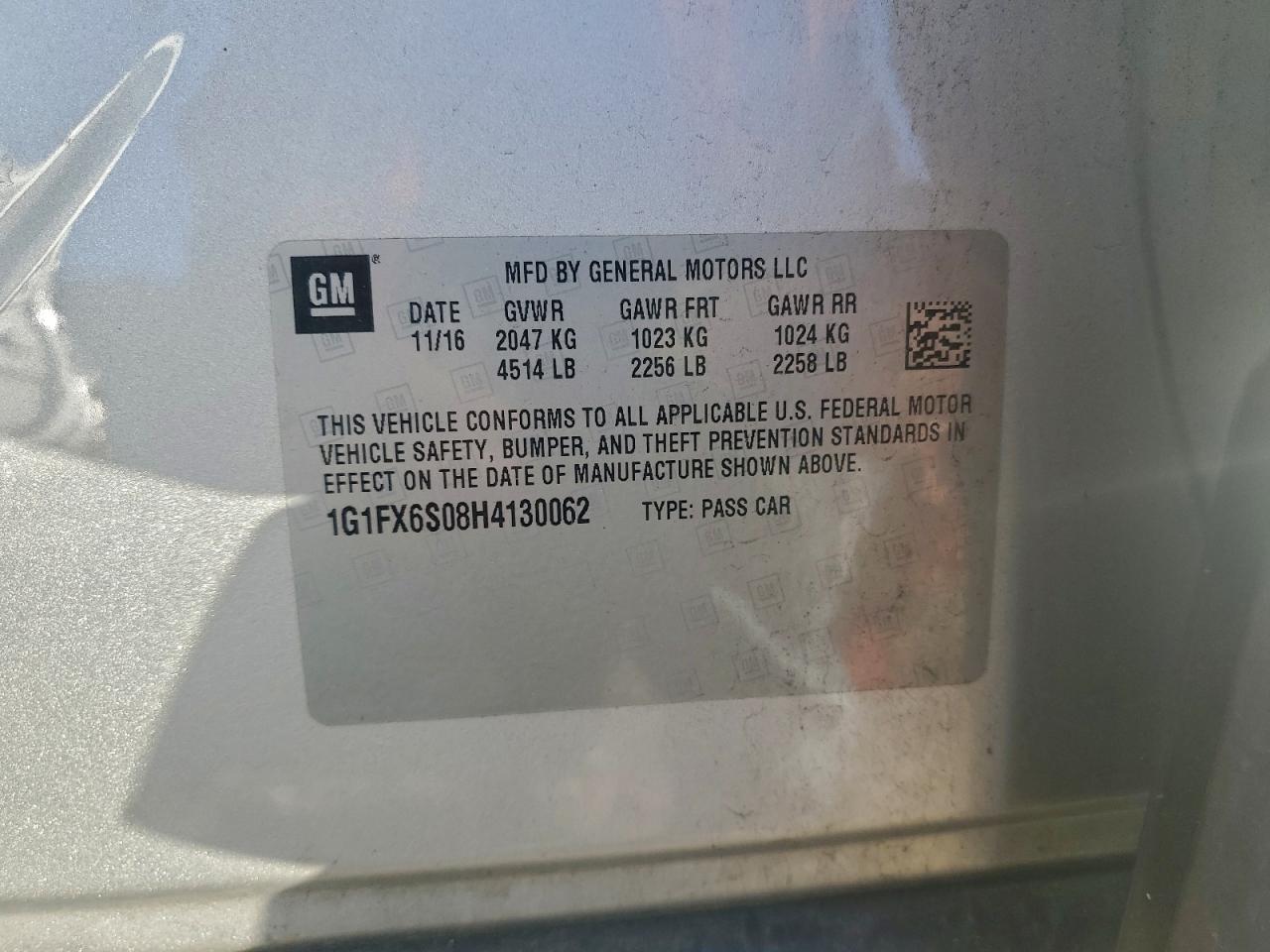 2017 Chevrolet Bolt Ev Premier VIN: 1G1FX6S08H4130062 Lot: 93077925