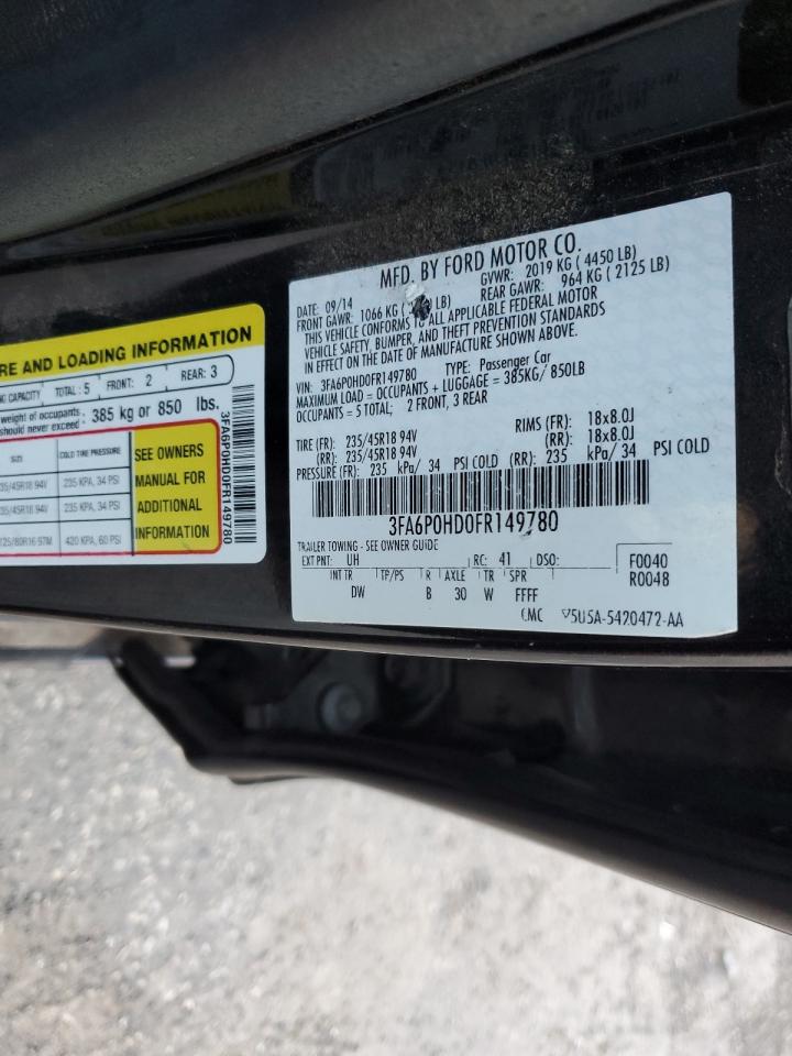 2015 Ford Fusion Se VIN: 3FA6P0HD0FR149780 Lot: 91370575