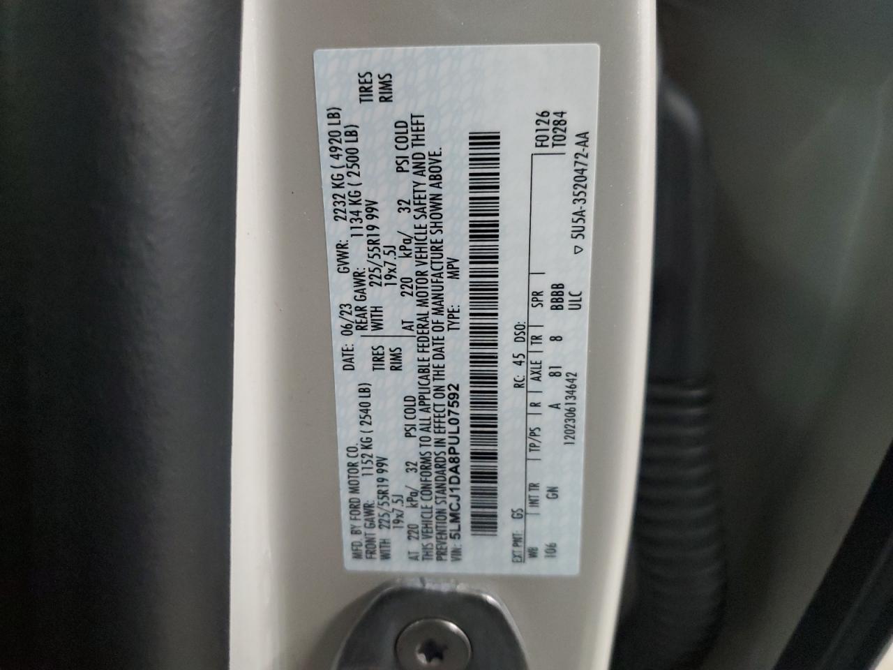 2023 Lincoln Corsair VIN: 5LMCJ1DA8PUL07592 Lot: 90975035