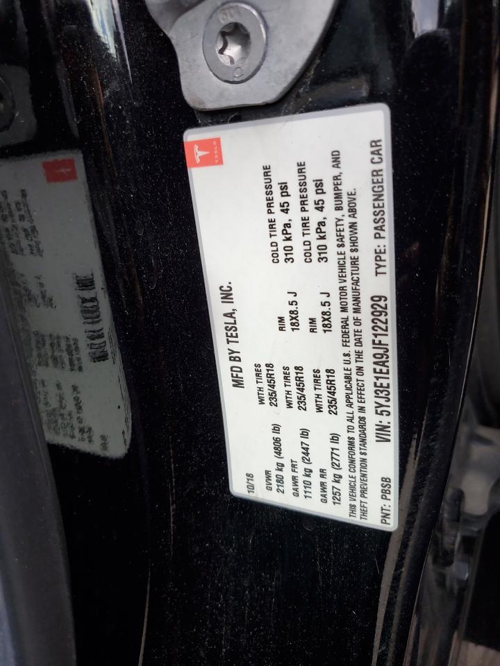 2018 Tesla Model 3 VIN: 5YJ3E1EA9JF122929 Lot: 92905925