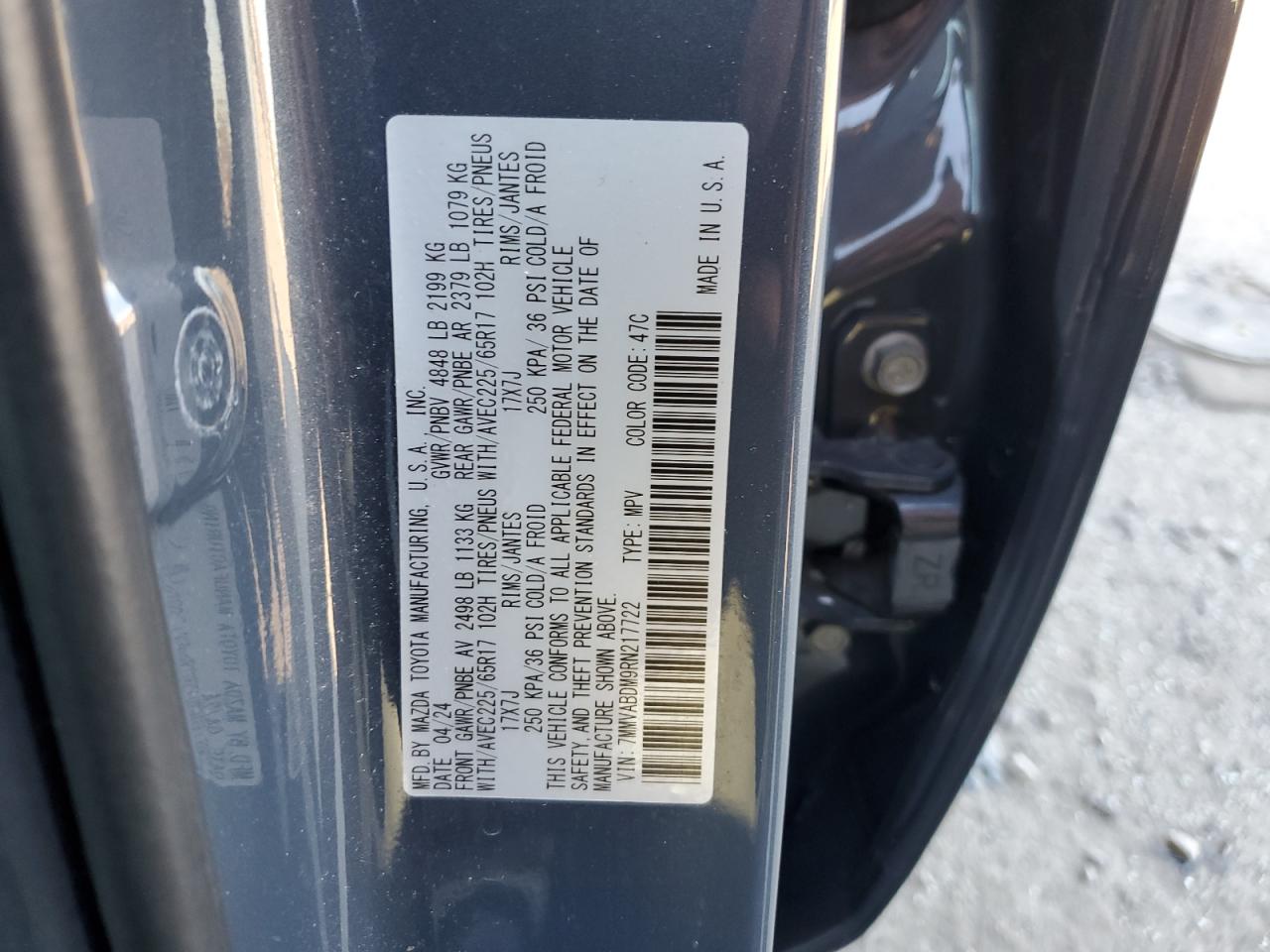 2024 Mazda Cx-50 Premium VIN: 7MMVABDM9RN217722 Lot: 91218855