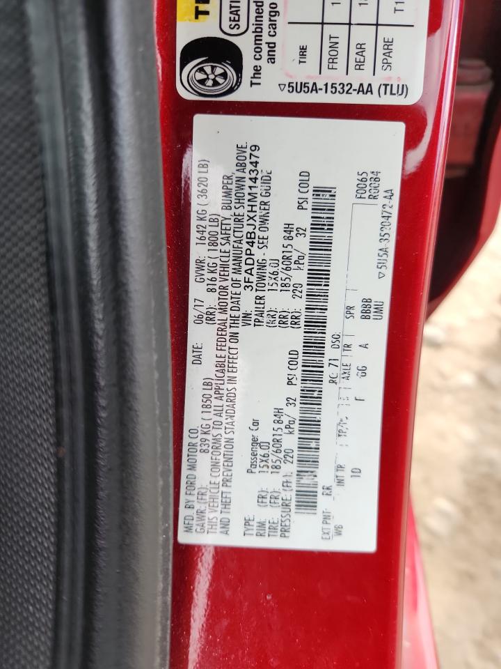 2017 Ford Fiesta Se VIN: 3FADP4BJXHM143479 Lot: 93744675