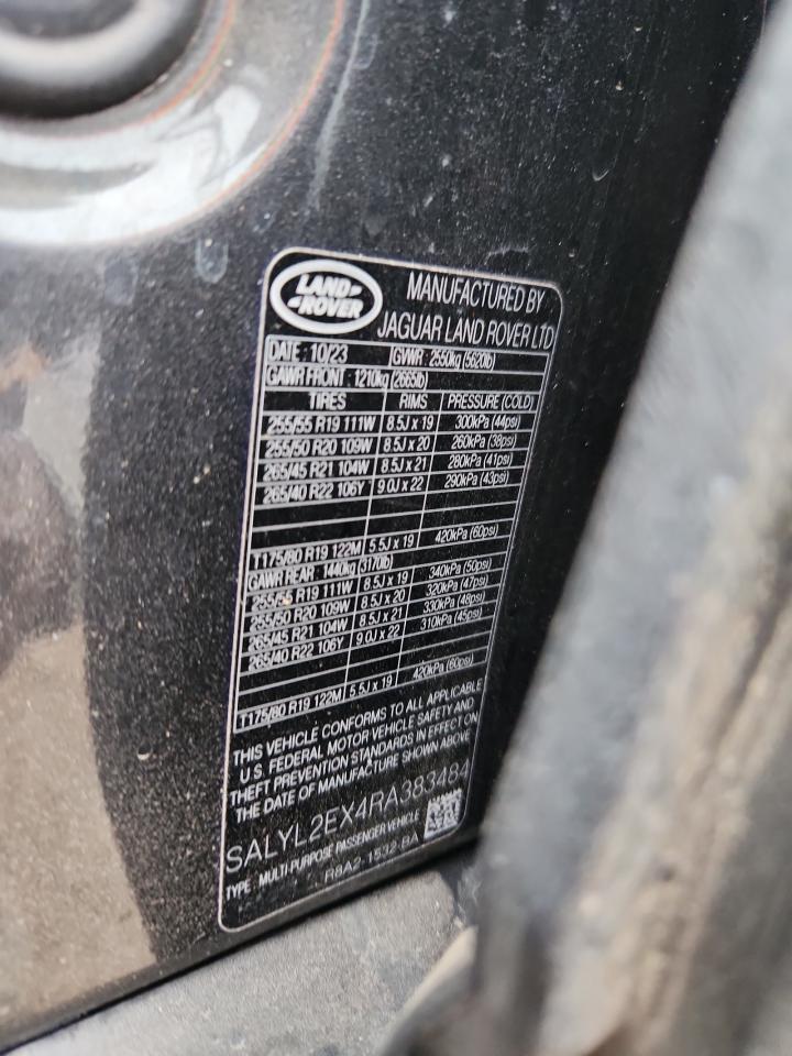 2024 Land Rover Range Rover Velar Dynamic Se VIN: SALYL2EX4RA383484 Lot: 93413635