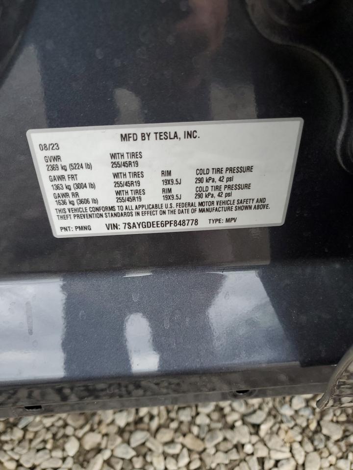2023 Tesla Model Y VIN: 7SAYGDEE6PF848778 Lot: 93710175