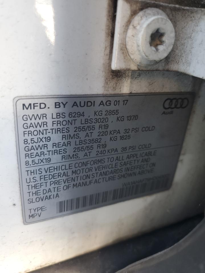 2017 Audi Q7 Premium VIN: WA1AHAF79HD043001 Lot: 91031795