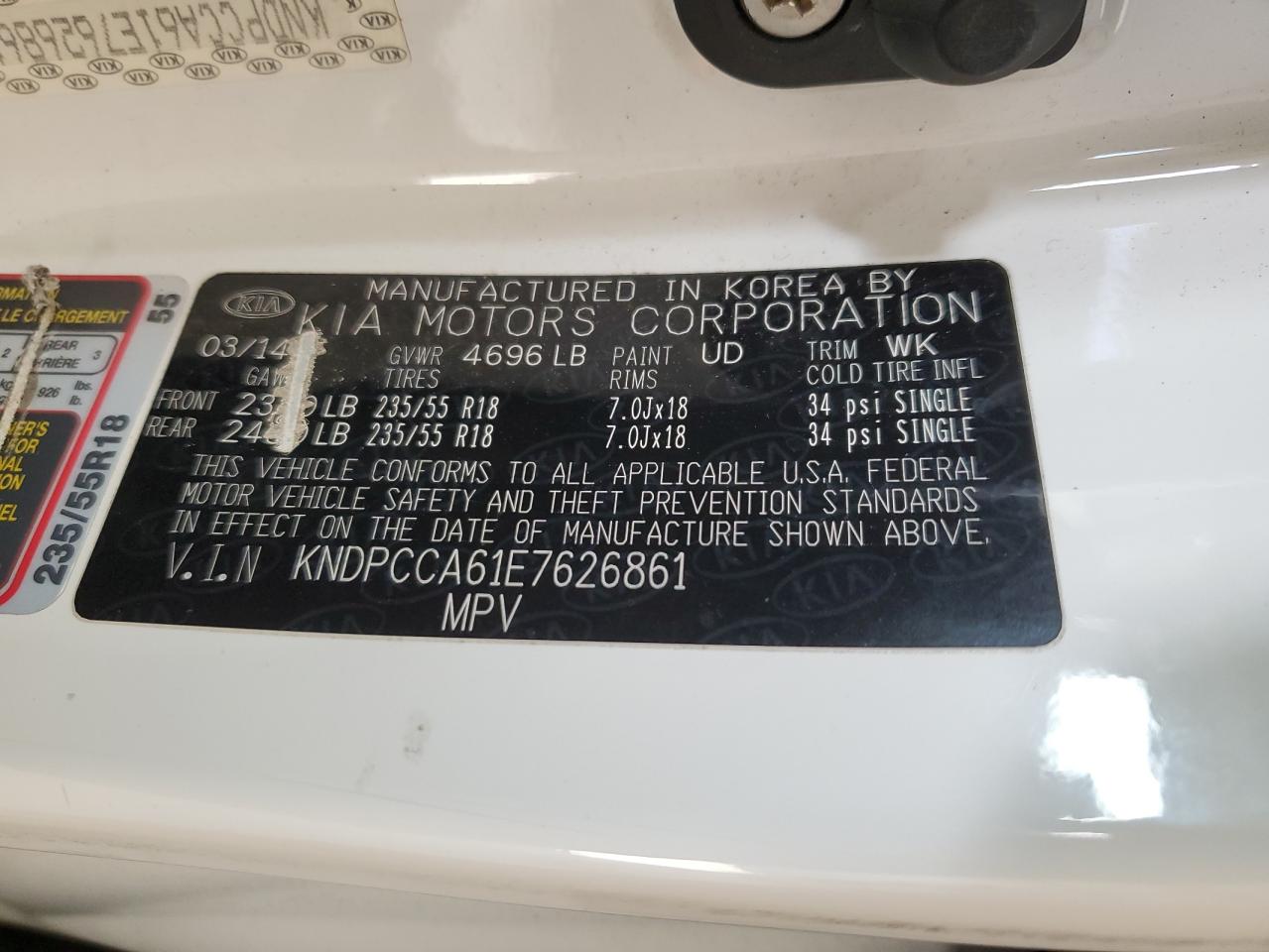 2014 Kia Sportage Sx VIN: KNDPCCA61E7626861 Lot: 91454915