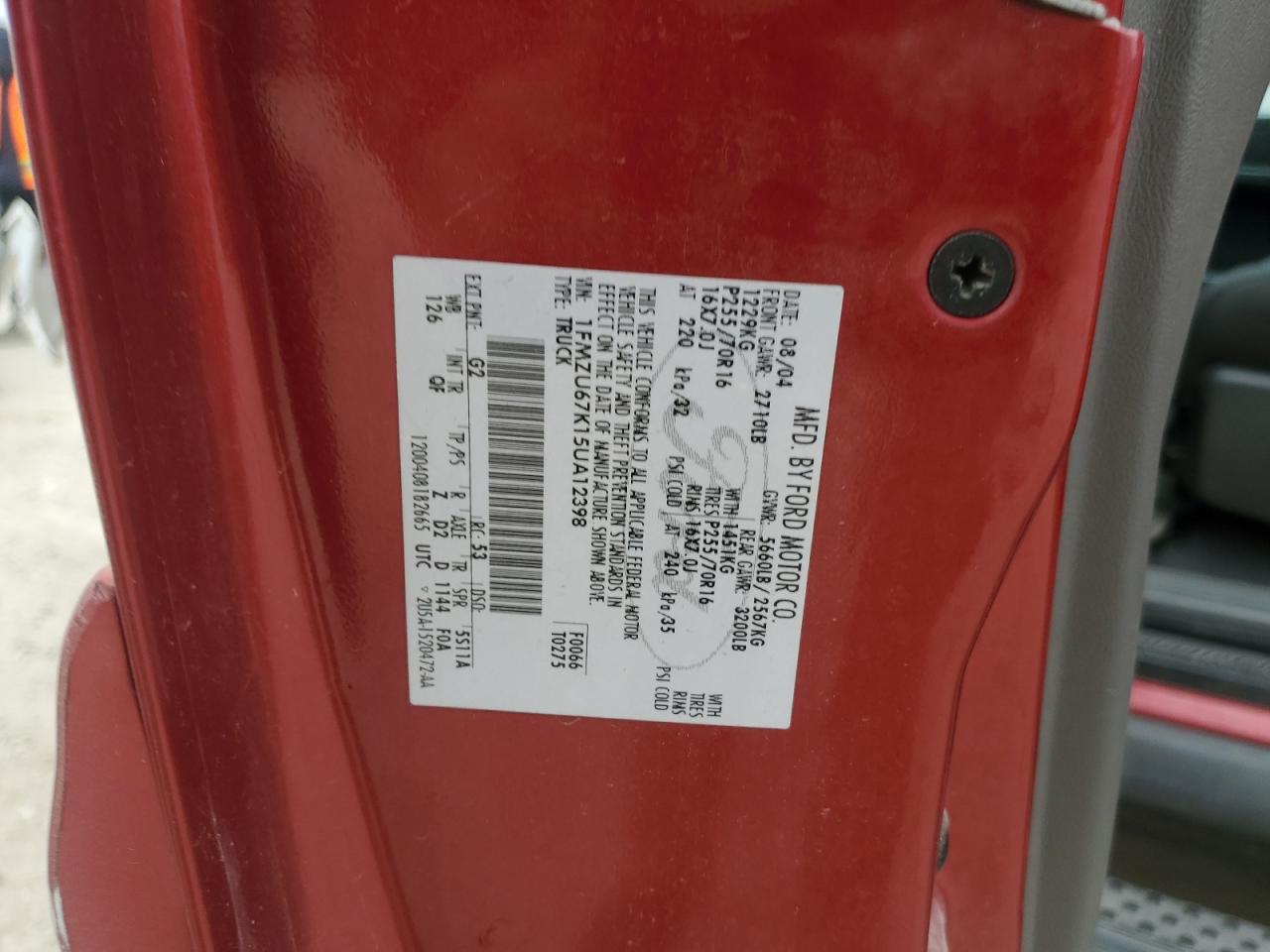 2005 Ford Explorer Sport Trac VIN: 1FMZU67K15UA12398 Lot: 93283895