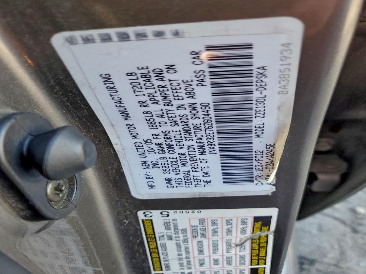 2006 Toyota Corolla Ce VIN: 1NXBR32E76Z604490 Lot: 94352625