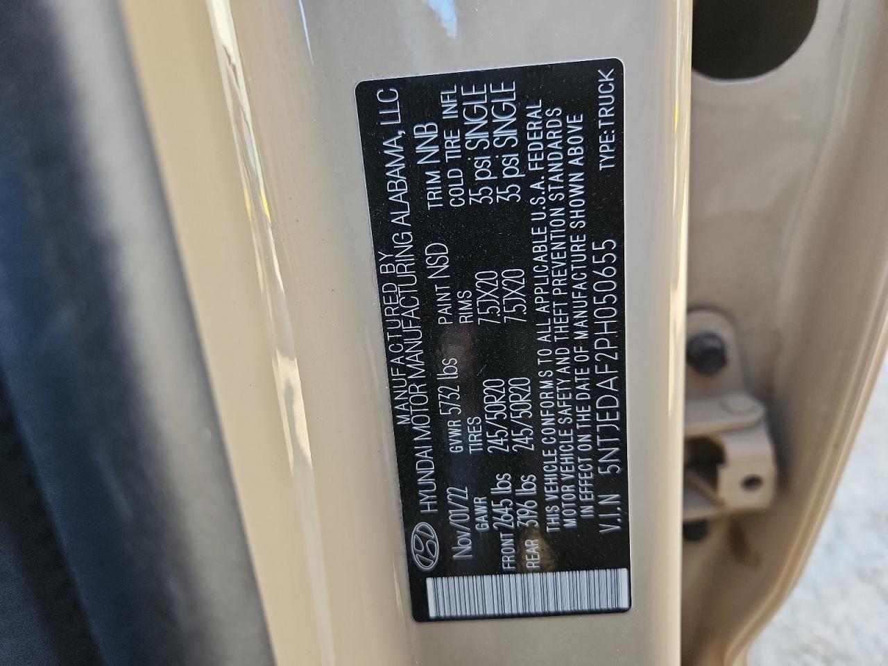 2023 Hyundai Santa Cruz Limited VIN: 5NTJEDAF2PH050655 Lot: 90799095