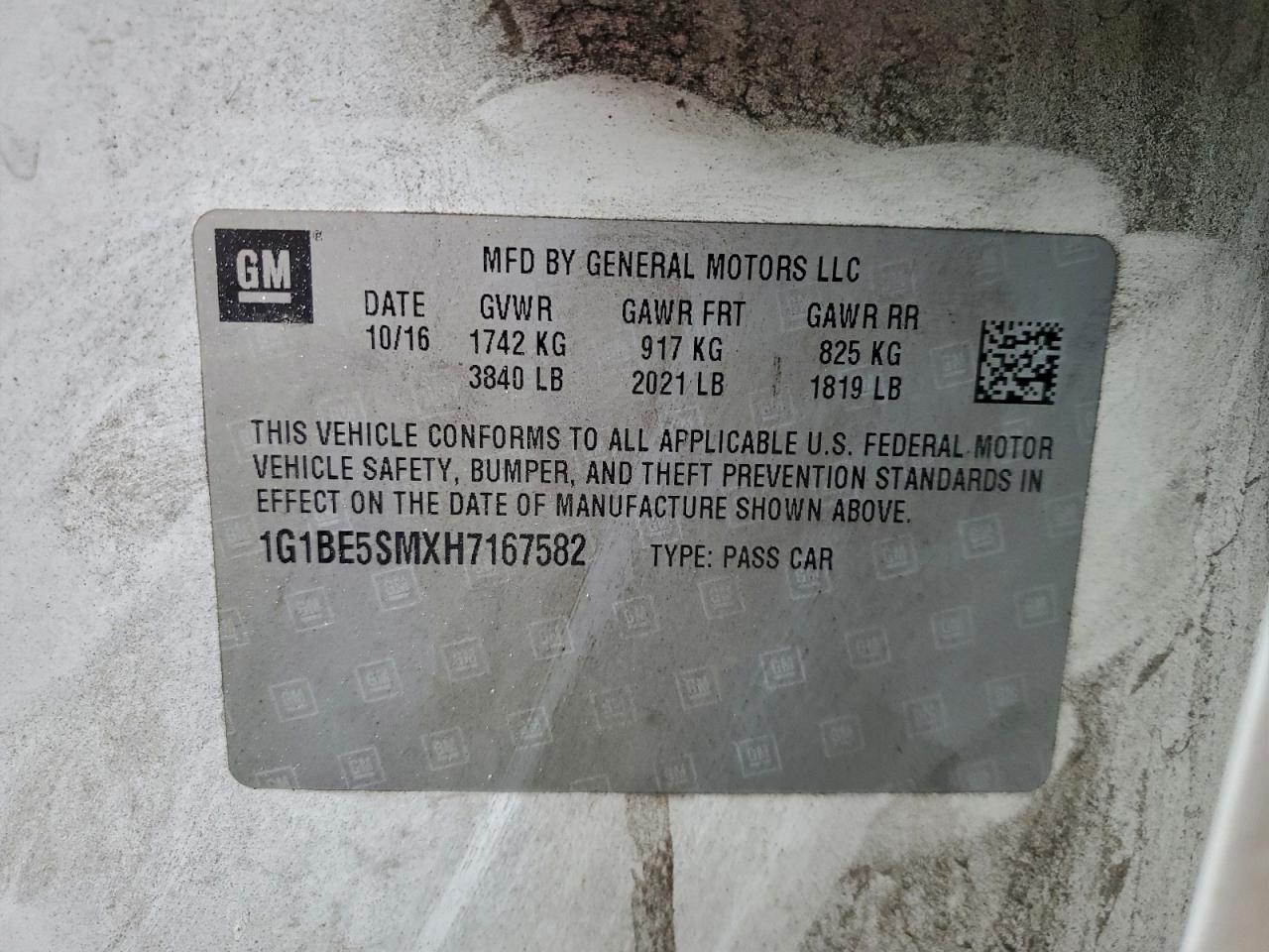 2017 Chevrolet Cruze Lt VIN: 1G1BE5SMXH7167582 Lot: 94517075