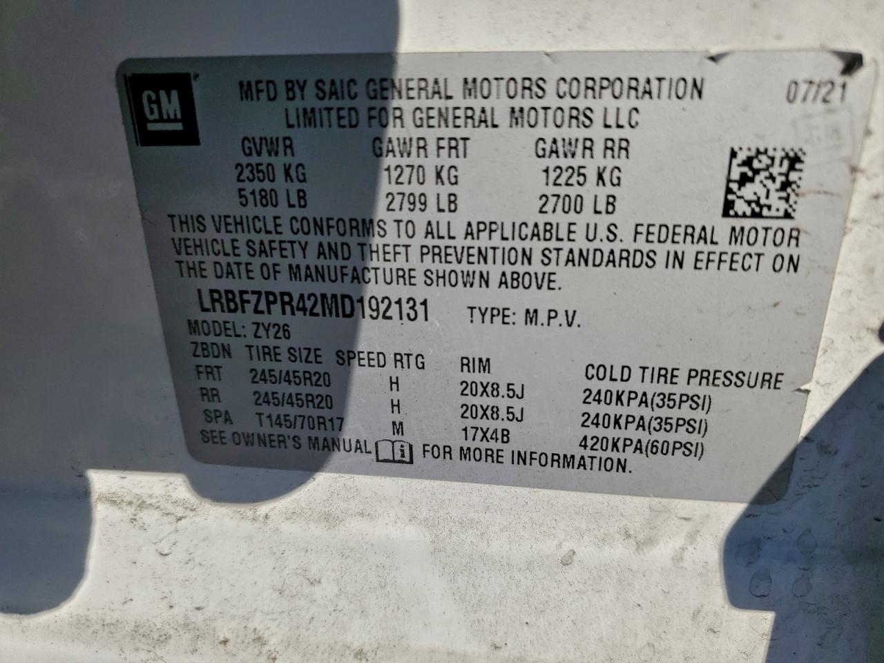 2021 Buick Envision Essence VIN: LRBFZPR42MD192131 Lot: 93745315