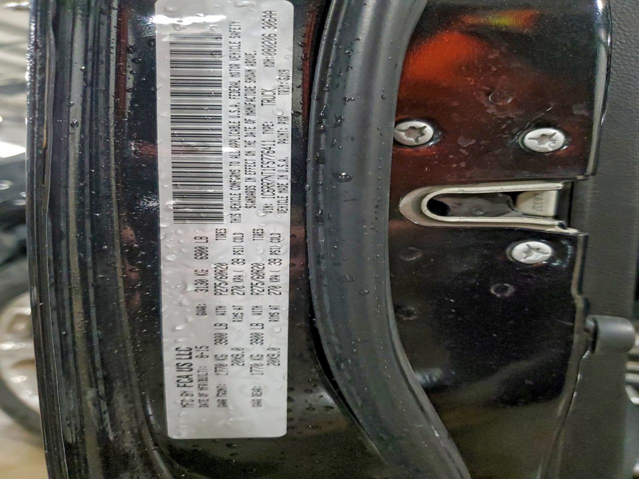 2015 Ram 1500 Laramie VIN: 1C6RR7NT1FS776411 Lot: 93636845