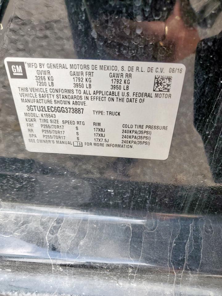2016 GMC Sierra K1500 VIN: 3GTU2LEC6GG373887 Lot: 93275465