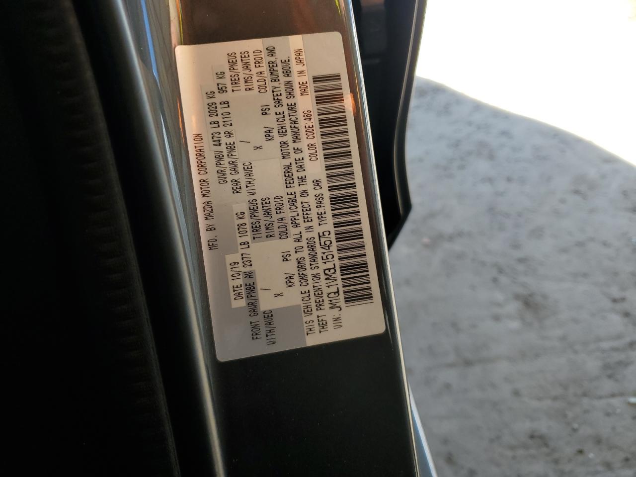 2020 Mazda 6 Touring VIN: JM1GL1VM3L1514575 Lot: 91453475