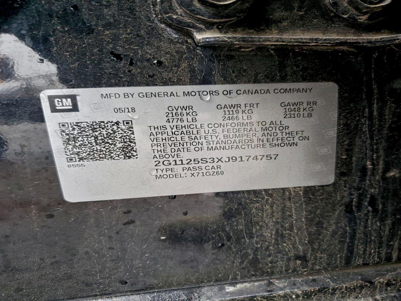 2018 Chevrolet Impala Premier VIN: 2G1125S3XJ9174757 Lot: 93876065