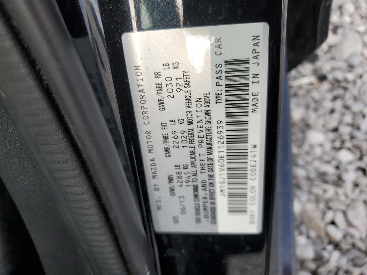 2014 Mazda 6 Touring VIN: JM1GJ1V60E1126939 Lot: 92270145