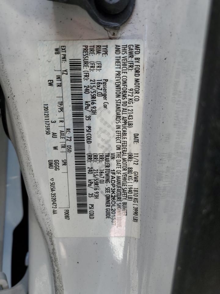 2013 Ford Focus Se VIN: 1FADP3K26DL201537 Lot: 91786675