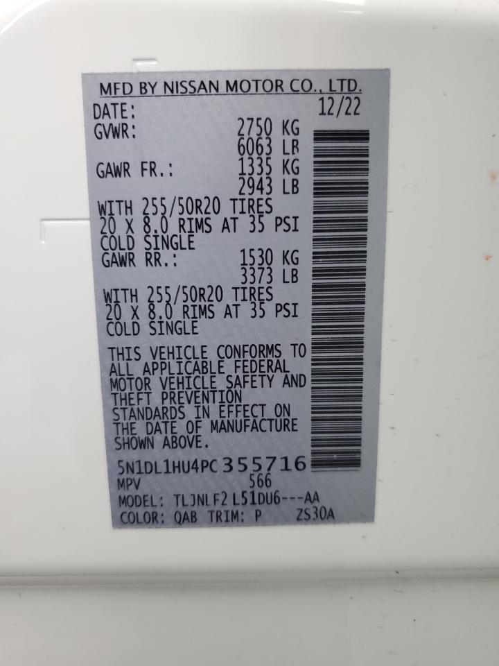 2023 Infiniti Qx60 Autograph VIN: 5N1DL1HU4PC355716 Lot: 92799245