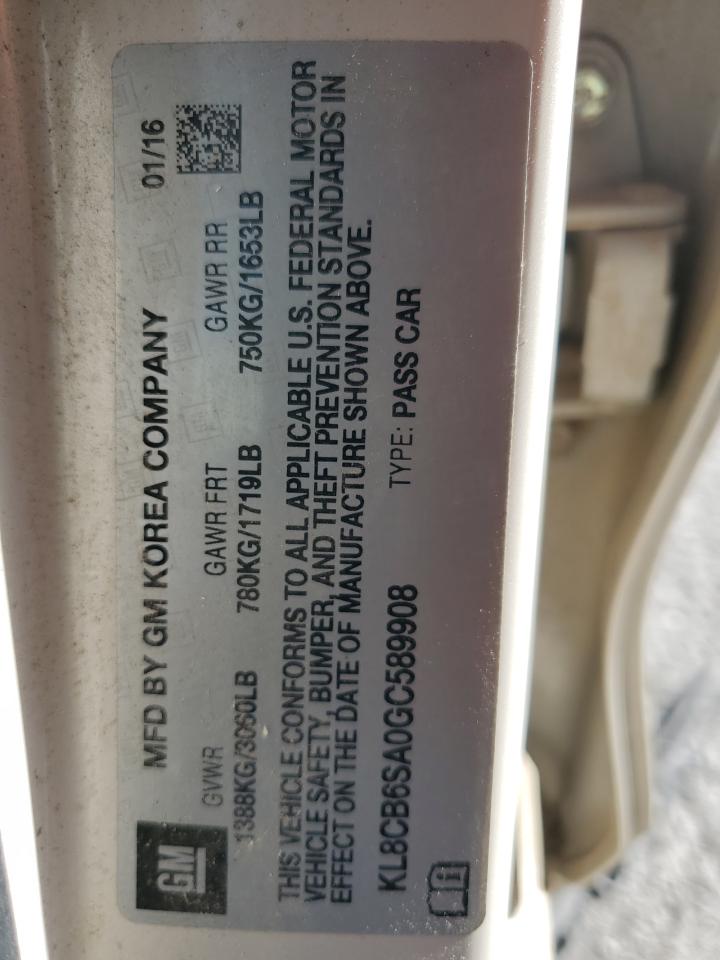 2016 Chevrolet Spark Ls VIN: KL8CB6SA0GC589908 Lot: 92981735