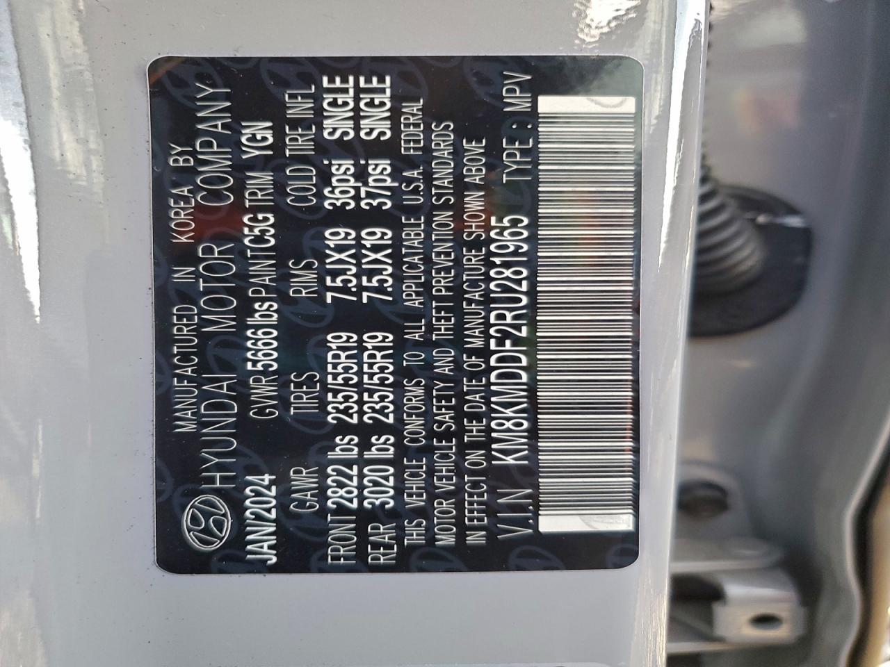 2024 Hyundai Ioniq 5 Se VIN: KM8KMDDF2RU281965 Lot: 93892015