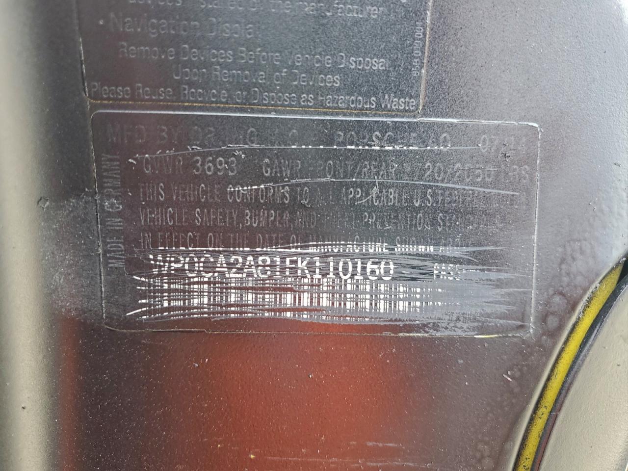 2015 Porsche Boxster VIN: WP0CA2A81FK110160 Lot: 93679465