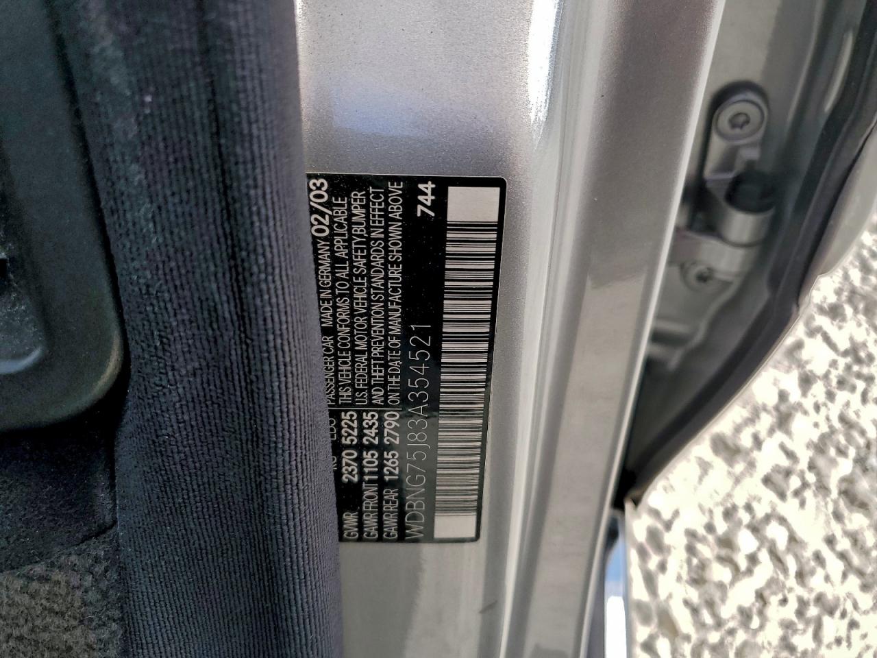 2003 Mercedes-Benz S 500 VIN: WDBNG75J83A354521 Lot: 94339505