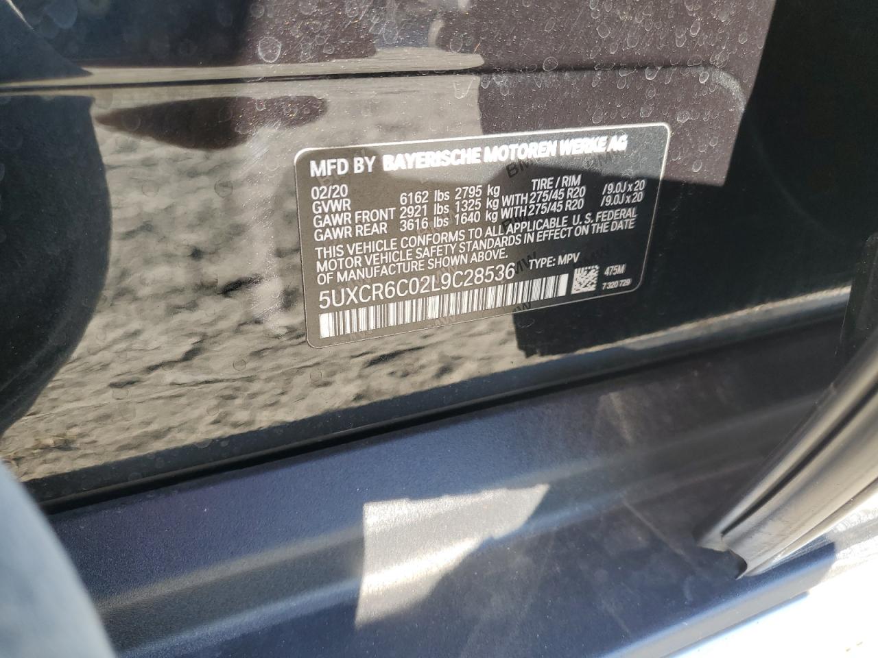 2020 BMW X5 xDrive40I VIN: 5UXCR6C02L9C28536 Lot: 93258415