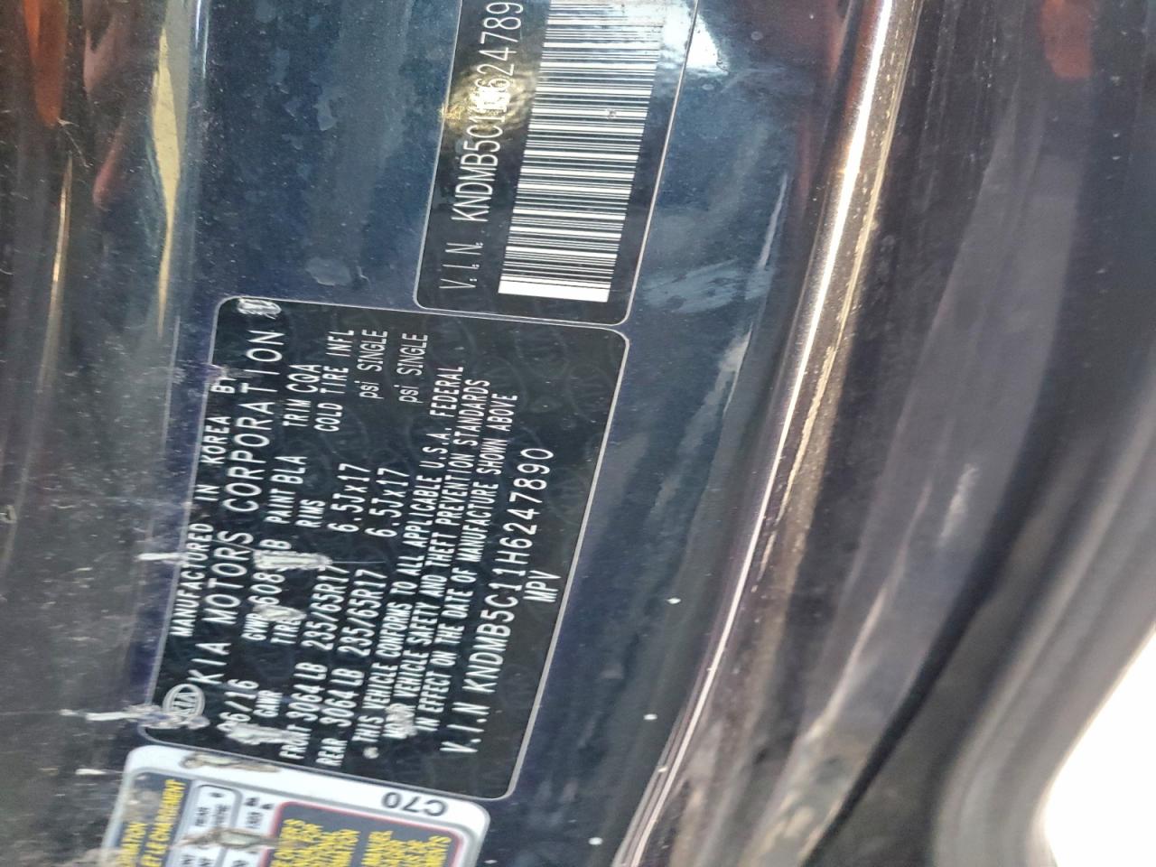 2017 Kia Sedona Lx VIN: KNDMB5C11H6247890 Lot: 94178345