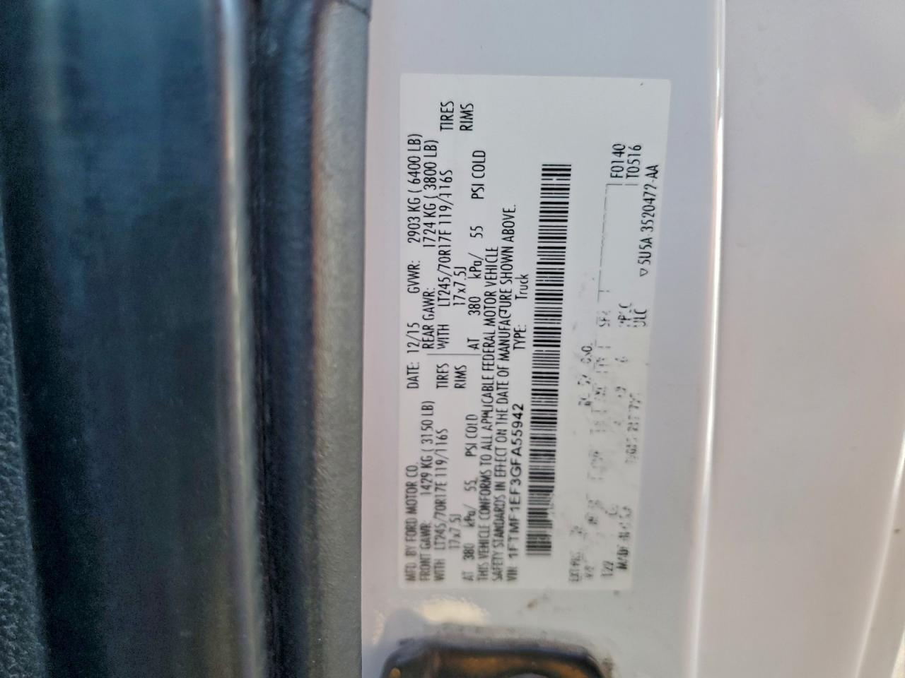 2016 Ford F150 VIN: 1FTMF1EF3GFA55942 Lot: 94090575