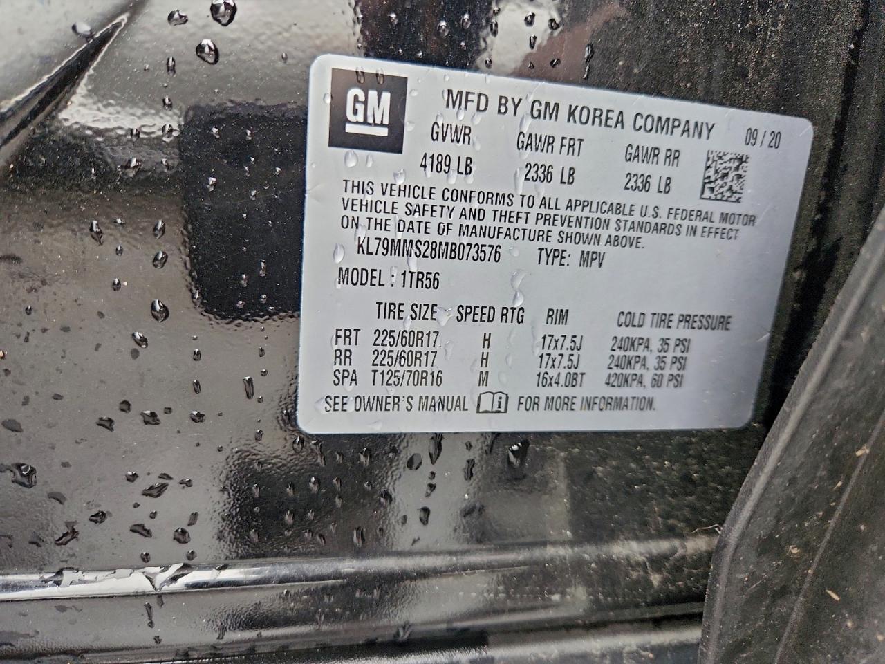 2021 Chevrolet Trailblazer Ls VIN: KL79MMS28MB073576 Lot: 94690515