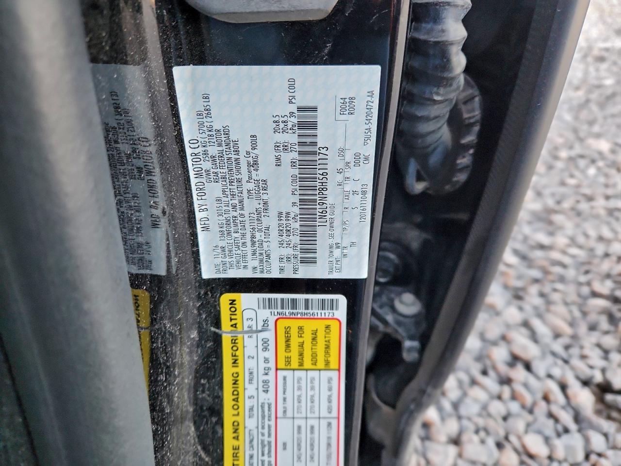 2017 Lincoln Continental Reserve VIN: 1LN6L9NP8H5611173 Lot: 94812235