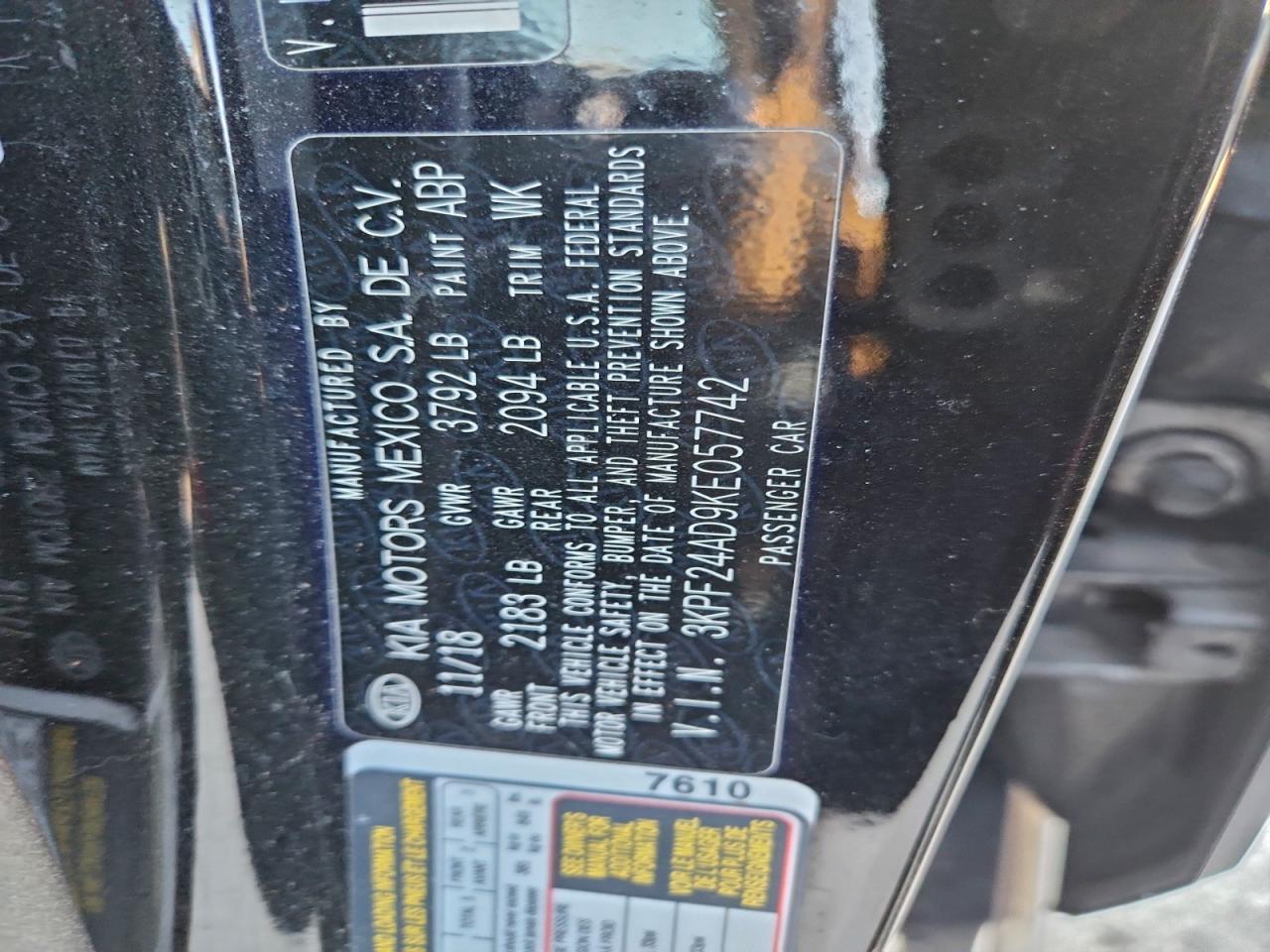 2019 Kia Forte Fe VIN: 3KPF24AD9KE057742 Lot: 94777075