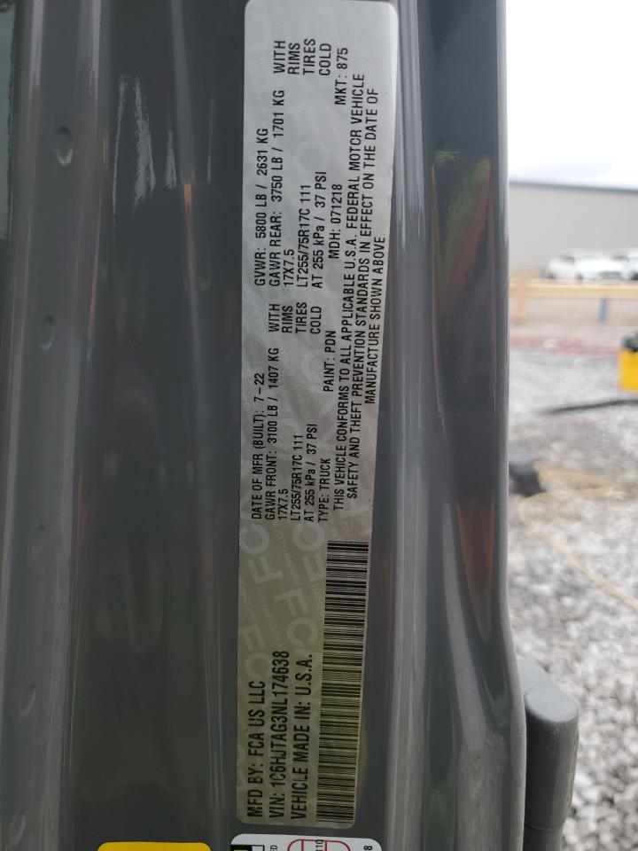 2022 Jeep Gladiator Sport VIN: 1C6HJTAG3NL174638 Lot: 93254265