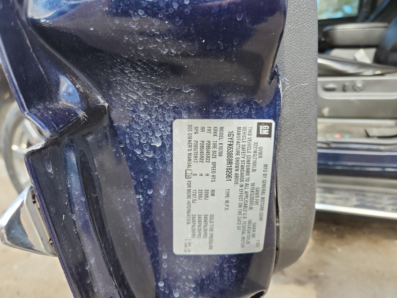 2008 Cadillac Escalade Luxury VIN: 1GYFK63868R182961 Lot: 93258325