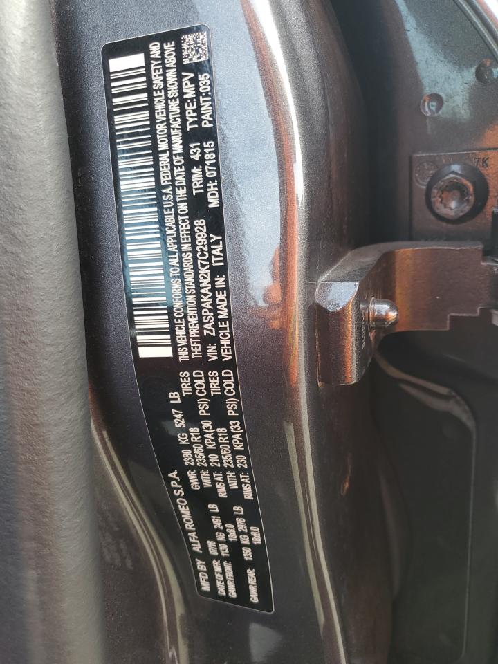 2019 Alfa Romeo Stelvio VIN: ZASPAKAN2K7C29928 Lot: 92126535