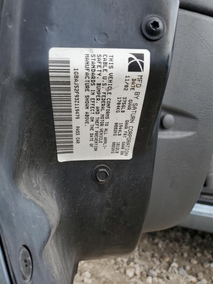 2003 Saturn Ion Level 2 VIN: 1G8AJ52F93Z119479 Lot: 93518425