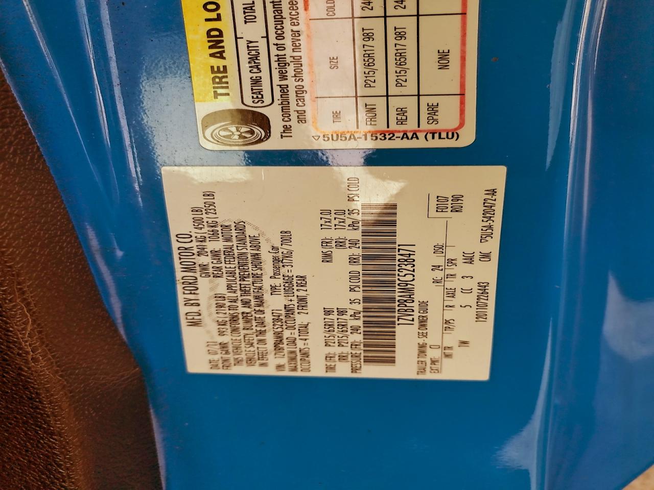 2012 Ford Mustang VIN: 1ZVBP8AM9C5238471 Lot: 94563575