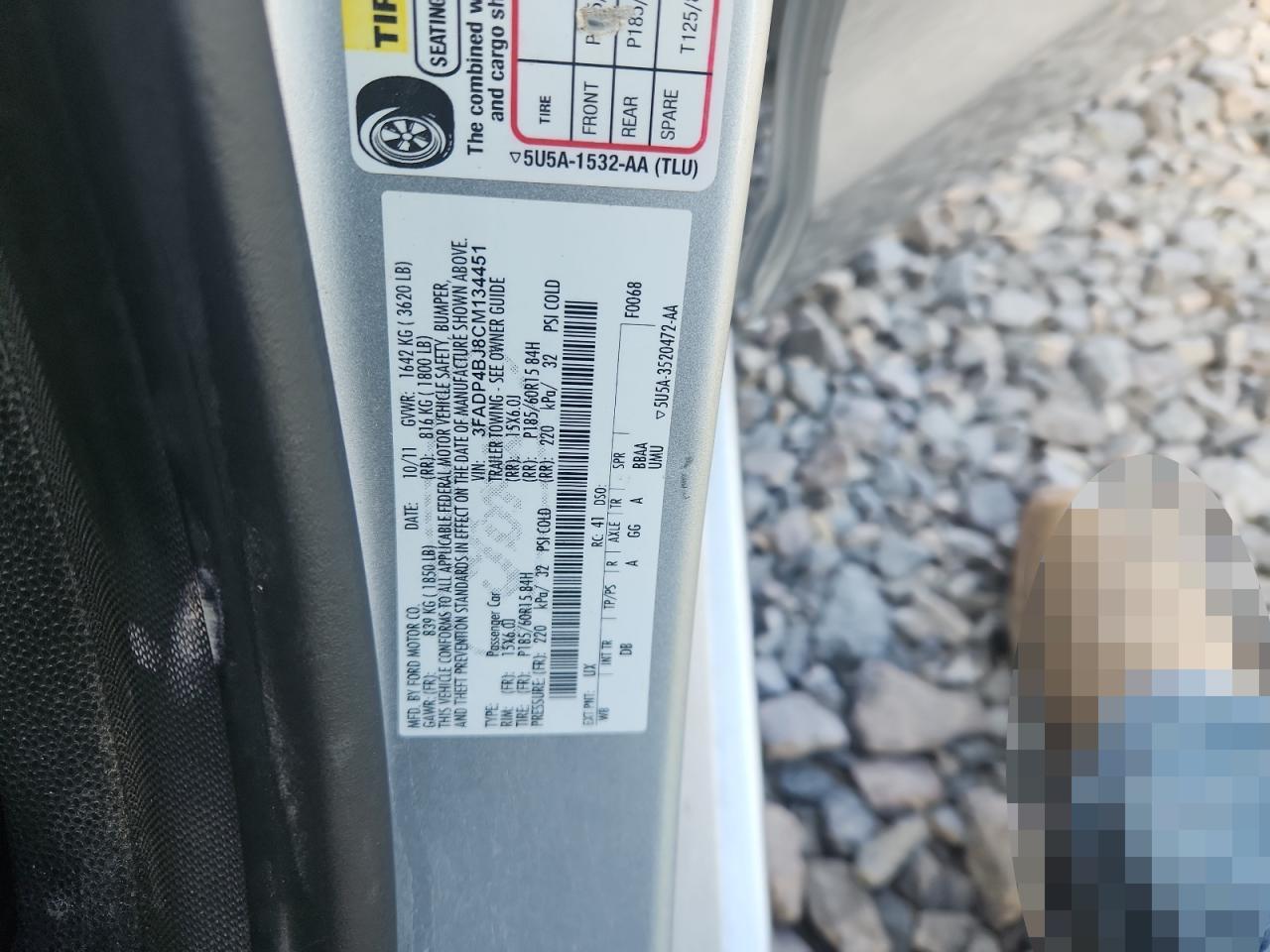 2012 Ford Fiesta Se VIN: 3FADP4BJ8CM134451 Lot: 91737015