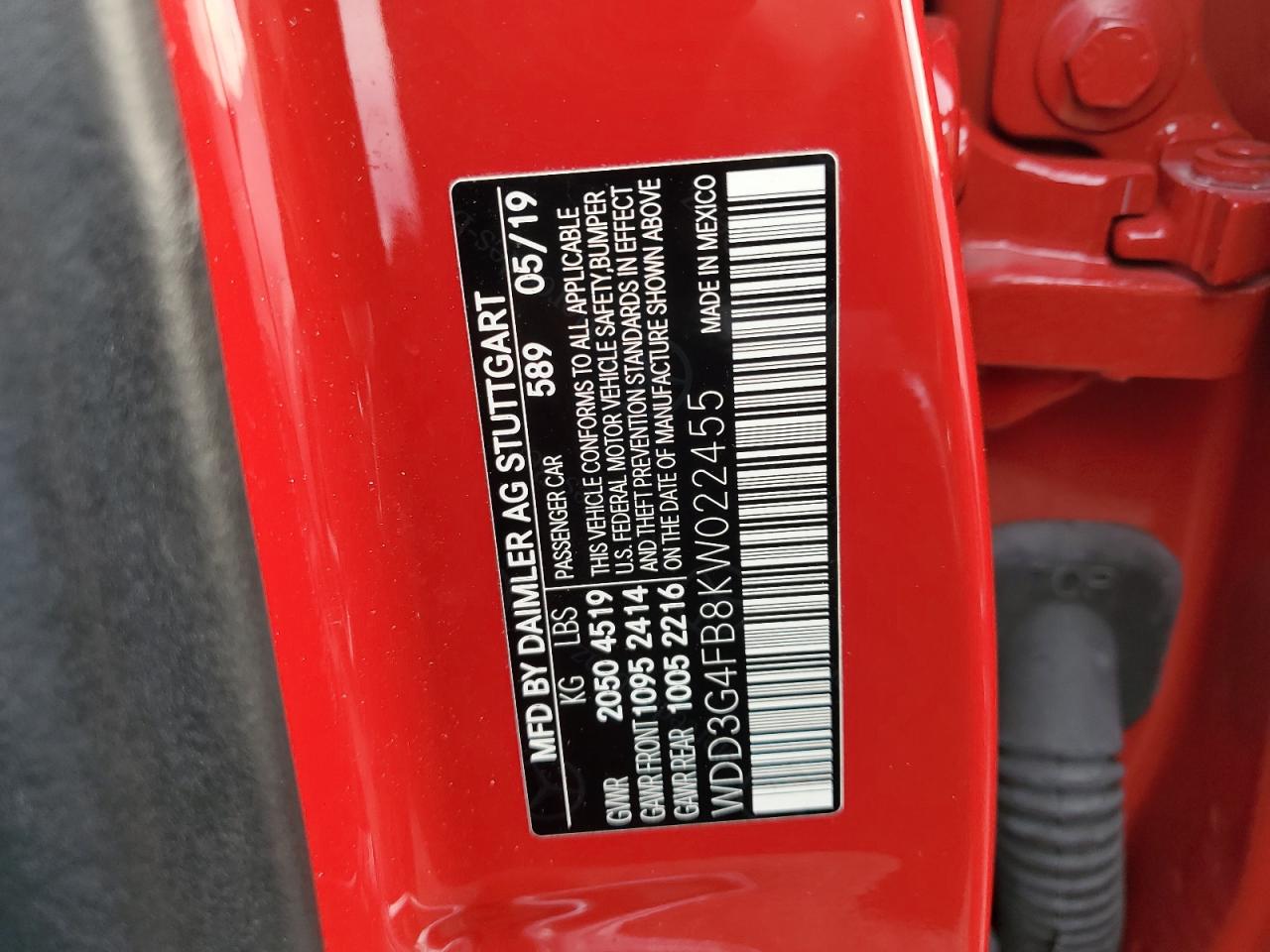 2019 Mercedes-Benz A 220 4Matic VIN: WDD3G4FB8KW022455 Lot: 91440885