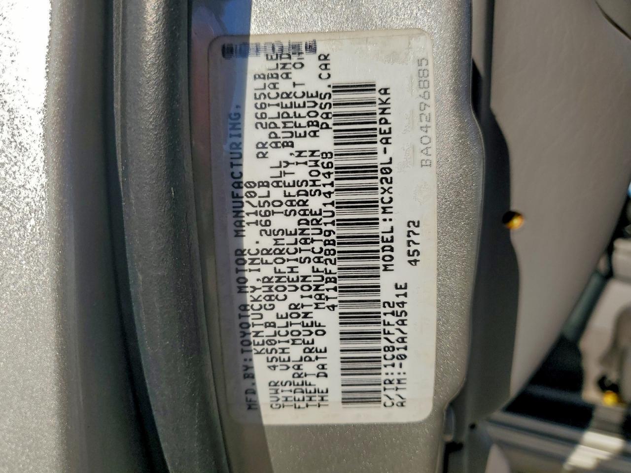 2001 Toyota Avalon Xl VIN: 4T1BF28B91U141468 Lot: 90636655