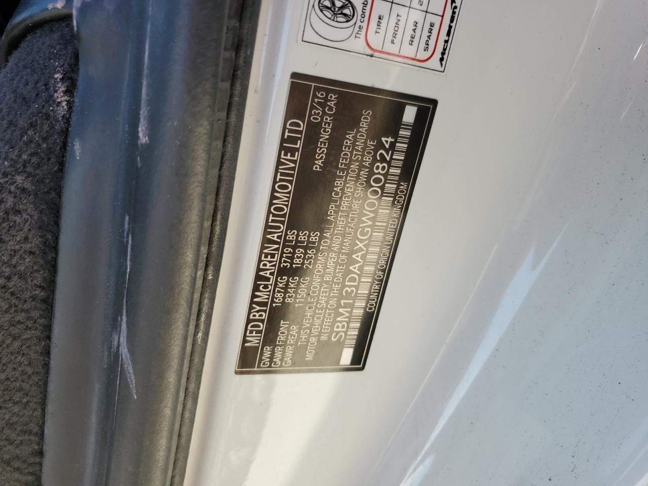 2016 Mclaren Automotive 570S VIN: SBM13DAAXGW000824 Lot: 92907815