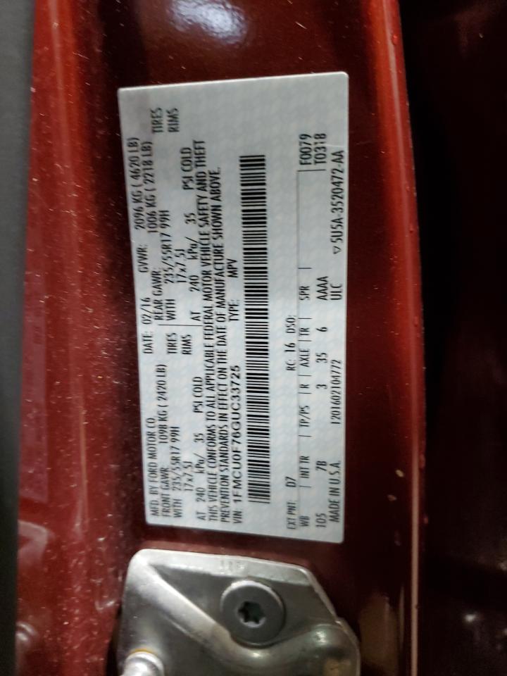 2016 Ford Escape S VIN: 1FMCU0F76GUC33725 Lot: 92803685