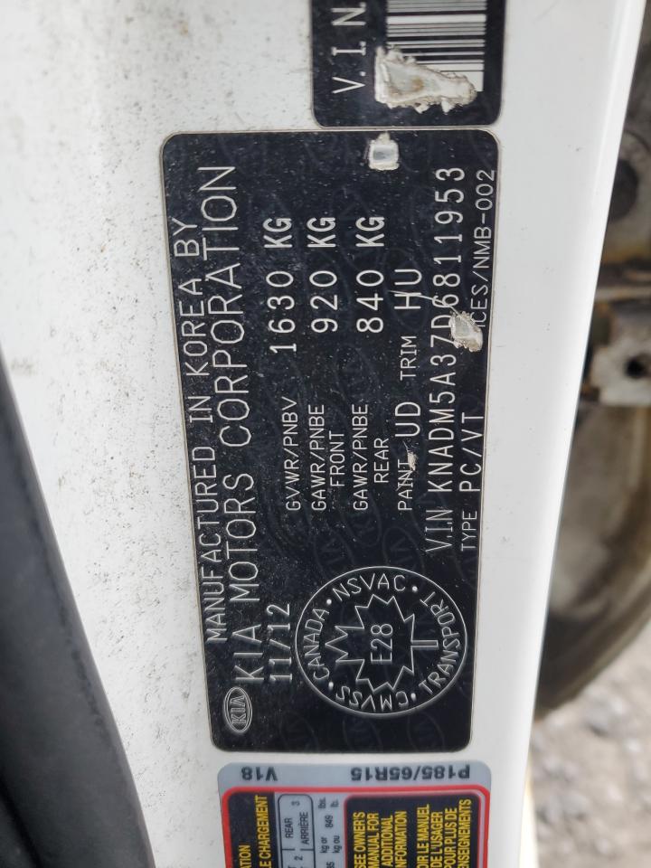 2013 Kia Rio Lx VIN: KNADM5A37D6811953 Lot: 92375315