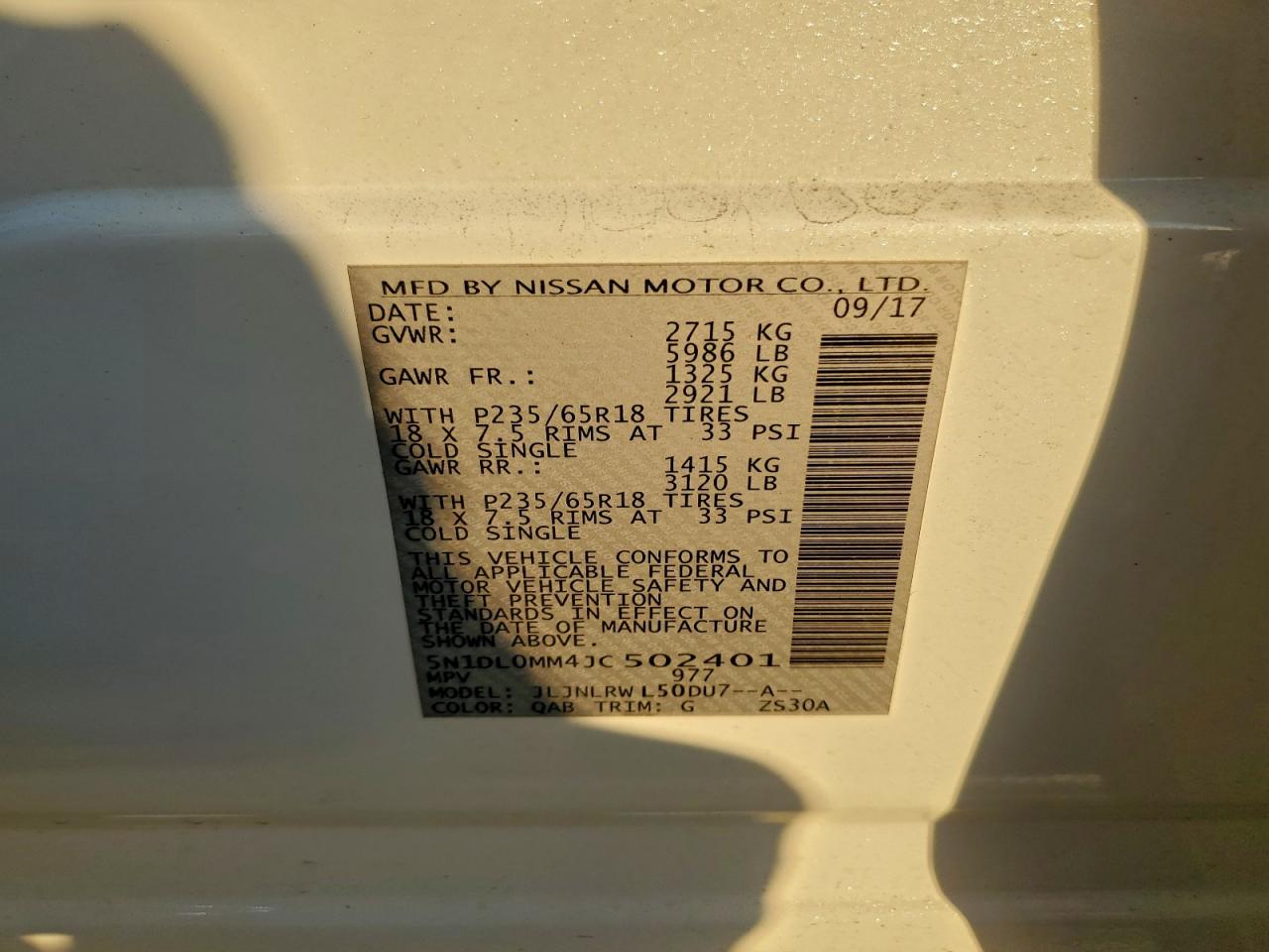 2018 Infiniti Qx60 VIN: 5N1DL0MM4JC502401 Lot: 93893495