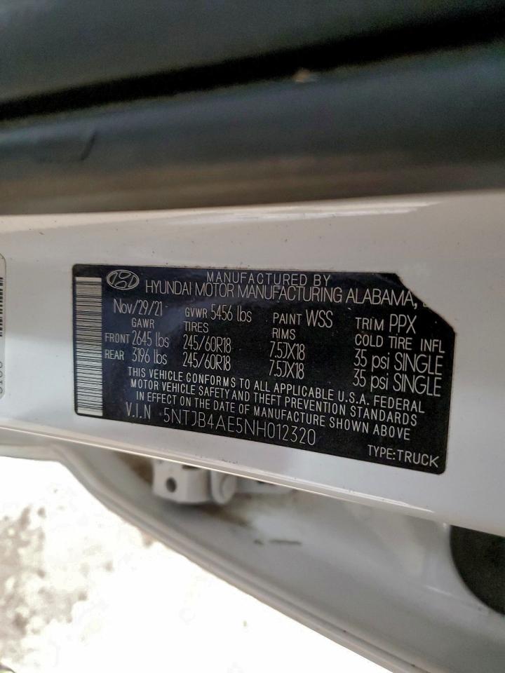 2022 Hyundai Santa Cruz Sel VIN: 5NTJB4AE5NH012320 Lot: 93374935